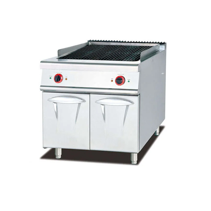 Commercial Large Kitchen Electric Lava Rock Grill With Cabinet