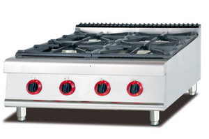 Stainless Steel Counter Top Gas Range with 4-Burner