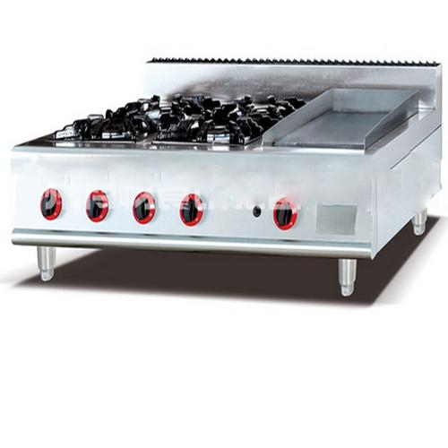 Industrial Commercial Kitchen/restaurant 4 Burner Gas Range Stove with Gas Grill Machine